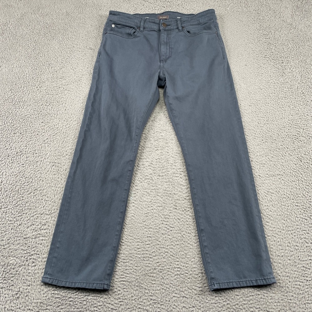 DL1961 Pants Mens 34x30 Blue Avery Relaxed Straight DL Twill Lt Stone Blue